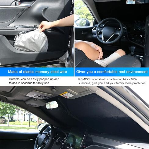 Windshield Sun Shade for Dodge RAM 2500 3500 2025 2024-2010 Custom Fit Foldable Sunshade Sun Visor Shield Protector Accessories Blocks UV Rays Keep Your Car Cooler in Kuwait