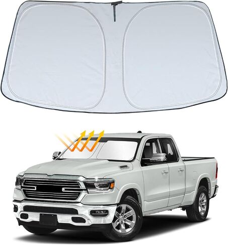 Windshield Sun Shade for Dodge RAM 2500 3500 2025 2024-2010 Custom Fit Foldable Sunshade Sun Visor Shield Protector Accessories Blocks UV Rays Keep Your Car Cooler in Kuwait