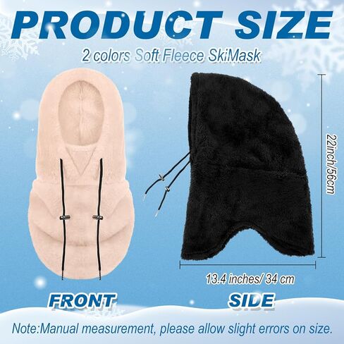 2 قطعة هود الصوف أقنعة للنساء الشتاء قناع الوجه الحراري واقي الوجه قبعة الرقبة وشاح تدفئة قابل للتعديل للطقس البارد in Kuwait