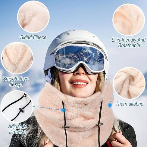 2 قطعة هود الصوف أقنعة للنساء الشتاء قناع الوجه الحراري واقي الوجه قبعة الرقبة وشاح تدفئة قابل للتعديل للطقس البارد in Kuwait