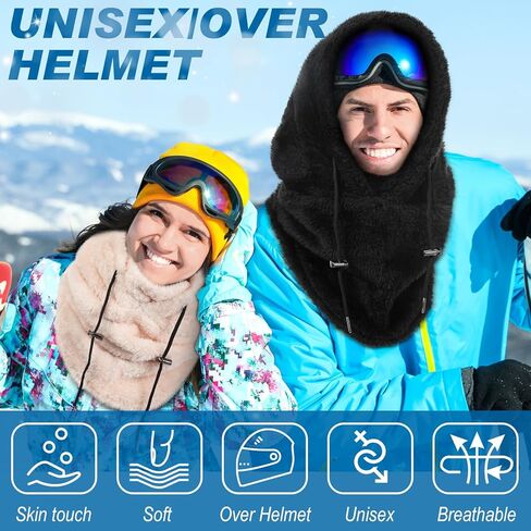 2 قطعة هود الصوف أقنعة للنساء الشتاء قناع الوجه الحراري واقي الوجه قبعة الرقبة وشاح تدفئة قابل للتعديل للطقس البارد in Kuwait