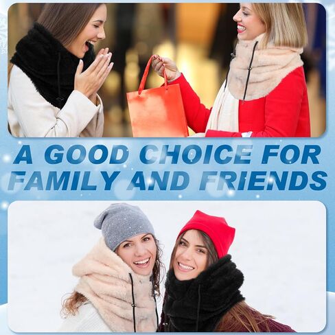 2 قطعة هود الصوف أقنعة للنساء الشتاء قناع الوجه الحراري واقي الوجه قبعة الرقبة وشاح تدفئة قابل للتعديل للطقس البارد in Kuwait