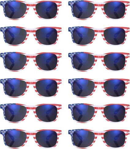 12 Pack American Flag Sunglasses Bulk for Adult Classic Patriot 4th of July Independence Day Supplies in Kuwait