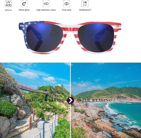12 Pack American Flag Sunglasses Bulk for Adult Classic Patriot 4th of July Independence Day Supplies in Kuwait