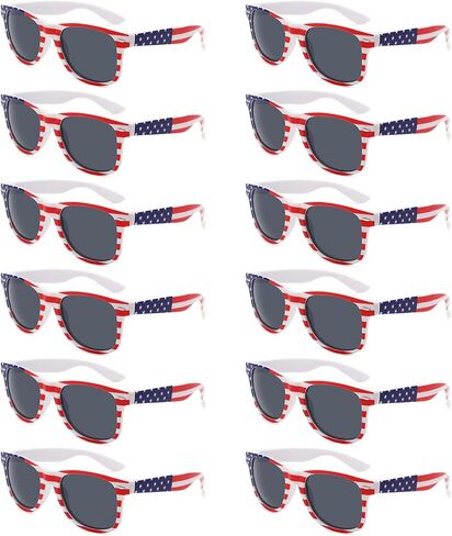 12 Pack American Flag Sunglasses Bulk for Adult Classic Patriot 4th of July Independence Day Supplies in Kuwait