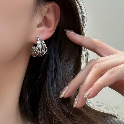 Chunky Open Hoop Earrings For Women,Large Trendy Brass Thick Lightweight Geogrofy Geometric Earrings for Party in Saudi Arabia