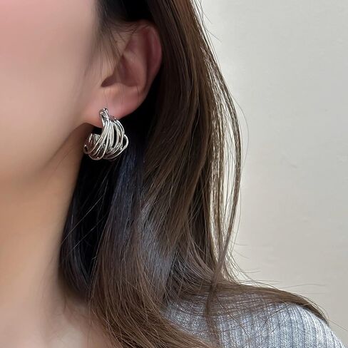 Chunky Open Hoop Earrings For Women,Large Trendy Brass Thick Lightweight Geogrofy Geometric Earrings for Party in Saudi Arabia