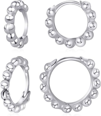 18K Gold Vermeil Bead Hoop Earrings Small Hoops in Saudi Arabia