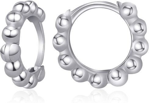 18K Gold Vermeil Bead Hoop Earrings Small Hoops in Saudi Arabia