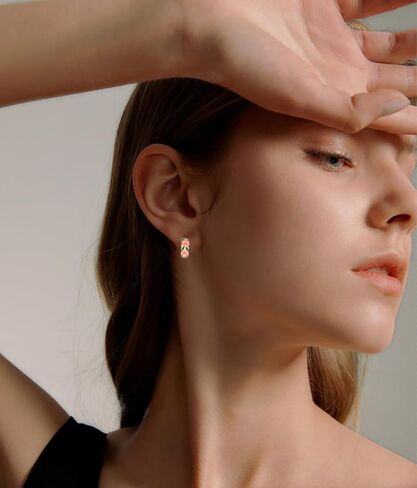 أقراط دائرية من LOVE&CLOVER للنساء على شكل زهرة وردية in Kuwait