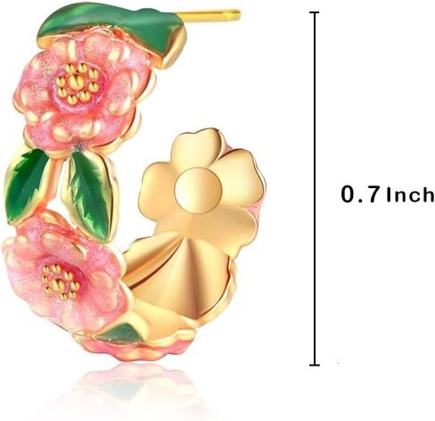 أقراط دائرية من LOVE&CLOVER للنساء على شكل زهرة وردية in Kuwait