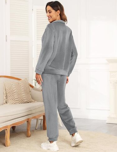 Women's Fleece Pajama Set Cozy Fuzzy Loungewear Warm Fluffy Pj Pullover Pants 2 Piece Plush Winter Sleepwear in Saudi Arabia