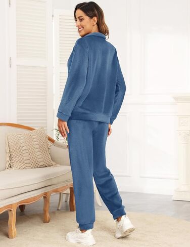 Women's Fleece Pajama Set Cozy Fuzzy Loungewear Warm Fluffy Pj Pullover Pants 2 Piece Plush Winter Sleepwear in Saudi Arabia