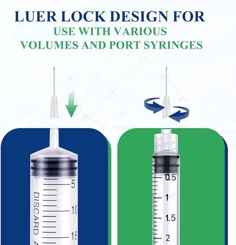 إبرة قفل Luer مقاس 27 مقاس 1/2 بوصة (13 مم) لقياس المختبر وإعادة تعبئة السائل والأحبار والنباتات، مغلفة بشكل فردي - 100 لكل صندوق in Kuwait