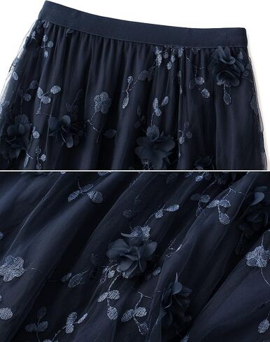 Women's Tulle Skirt Elastic Waist 3D Floral Print Tulle Skirts for Women in Saudi Arabia