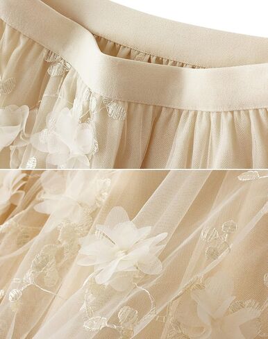 Women's Tulle Skirt Elastic Waist 3D Floral Print Tulle Skirts for Women in Saudi Arabia