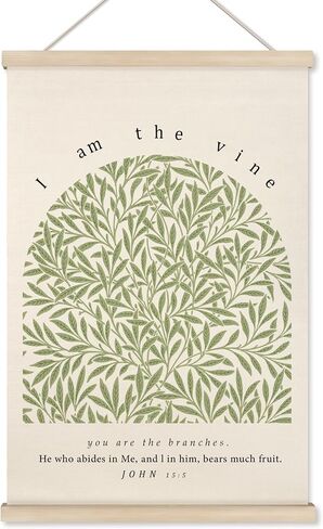 HRQKO John 15: 5 Christian Wall Art Poster Hanger Frame, Scripture I Am the Vine Wall Decor Posters with Wooden Frames, Sage Green Bible Verse Wall Hanging Decor for Women Men Room Office, 12x16 Inch in Kuwait