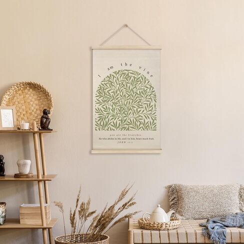 HRQKO John 15: 5 Christian Wall Art Poster Hanger Frame, Scripture I Am the Vine Wall Decor Posters with Wooden Frames, Sage Green Bible Verse Wall Hanging Decor for Women Men Room Office, 12x16 Inch in Kuwait