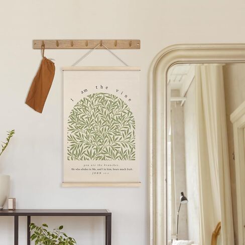 HRQKO John 15: 5 Christian Wall Art Poster Hanger Frame, Scripture I Am the Vine Wall Decor Posters with Wooden Frames, Sage Green Bible Verse Wall Hanging Decor for Women Men Room Office, 12x16 Inch in Kuwait