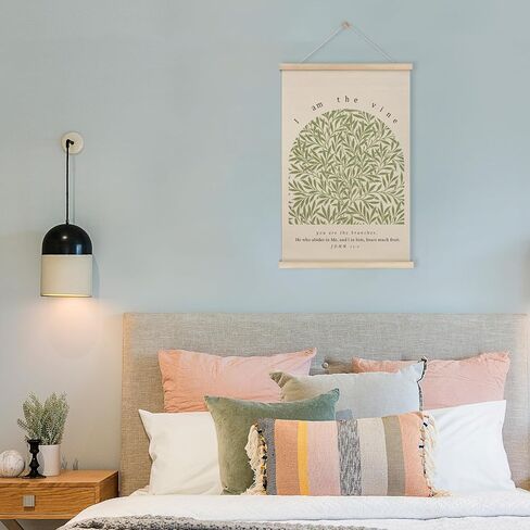 HRQKO John 15: 5 Christian Wall Art Poster Hanger Frame, Scripture I Am the Vine Wall Decor Posters with Wooden Frames, Sage Green Bible Verse Wall Hanging Decor for Women Men Room Office, 12x16 Inch in Kuwait