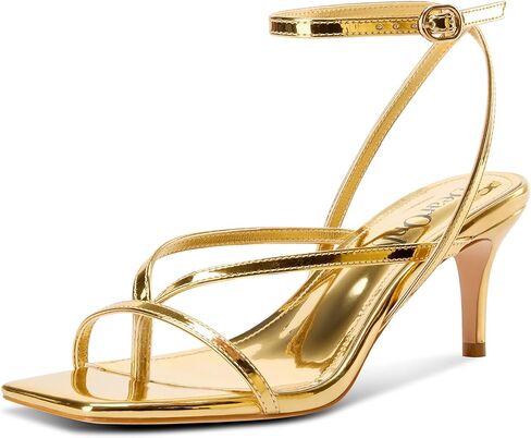 DearOnly Womens Square Toe Thong Strappy Kitten Heels Ankle Strap Party Dress Shoes Mid Heel Sandals 2.6 Inches Heels in Saudi Arabia