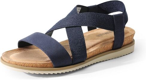 صنادل DREAM PAIRS النسائية المريحة ذات الكعب المنخفض، مفتوحة عند الأصابع سهلة الارتداء، صنادل مسطحة خفيفة الوزن للصيف in Saudi Arabia