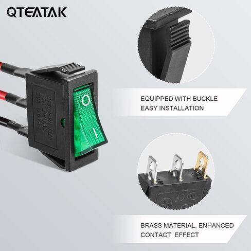 QTEATAK KCD3 SPST On/Off 3-Pin 2-Position Snap DC 12V-24V 30A Red LED Boat Rocker Toggle Switch - 5Pack (Only for DC12-24V) in Saudi Arabia