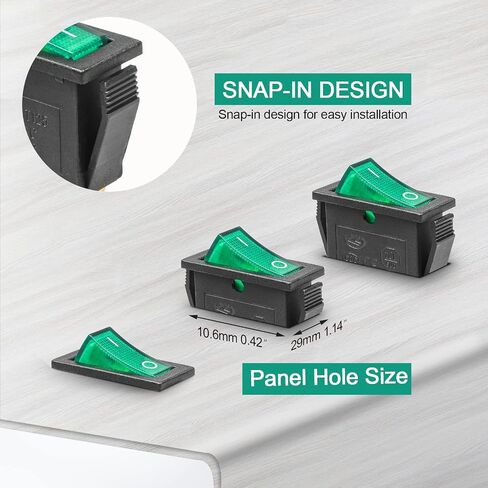 QTEATAK KCD3 SPST On/Off 3-Pin 2-Position Snap DC 12V-24V 30A Red LED Boat Rocker Toggle Switch - 5Pack (Only for DC12-24V) in Saudi Arabia