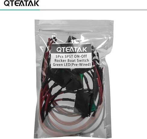 QTEATAK KCD3 SPST On/Off 3-Pin 2-Position Snap DC 12V-24V 30A Red LED Boat Rocker Toggle Switch - 5Pack (Only for DC12-24V) in Saudi Arabia