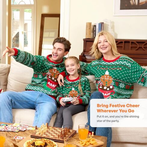 سترة Giggling Getup Ugly Christmas للأطفال، سترة عيد الميلاد المضحكة للأطفال، سترة قبيحة لرجل عيد الميلاد - مقاس كبير (10-12 سنة) أخضر in Kuwait
