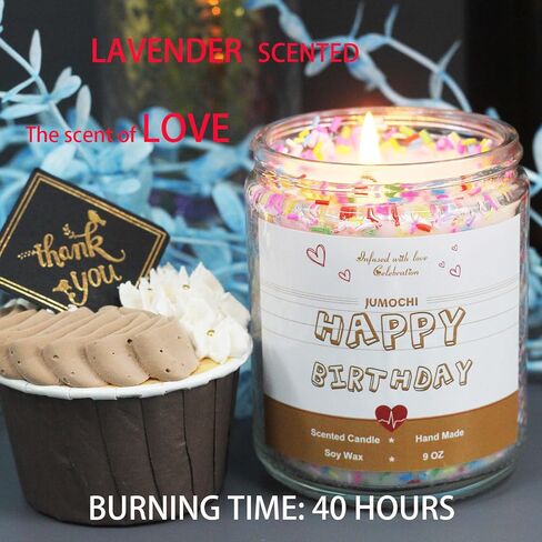Soy Candle - Birthday Gifts for Women, Mother & Father, Lovers, Brothers and Sisters, Friends - Hand Made Soy Wax Lavender Scented Jar Candles (Happy Birthday Candle, 9 oz) in Saudi Arabia