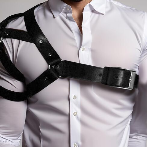 Mumbobyswim Men Body Chest Belt for Men Adjustable Leather Belts with Buckles Rave Costume Sexy Punk Chest Belt One Size in Saudi Arabia