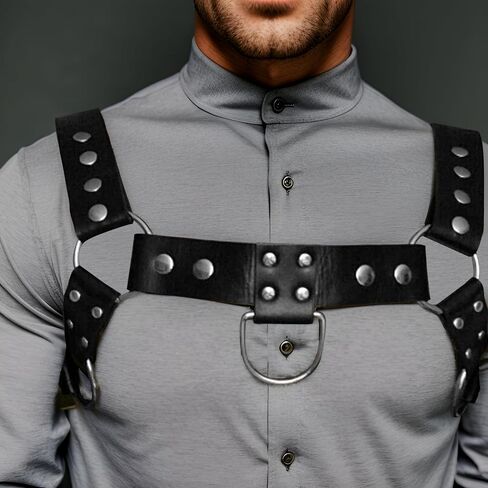 Mumbobyswim Men Body Chest Belt for Men Adjustable Leather Belts with Buckles Rave Costume Sexy Punk Chest Belt One Size in Saudi Arabia
