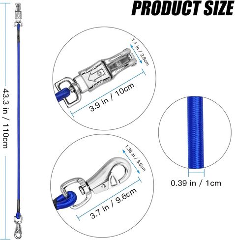 ربطات عنق بنجي لمقطورة الحصان، ربطات بنجي متقاطعة بطول 91.44 سم للخيول مع مشبك ذعر قوي للغاية وسريع الفك ومشبك الثور لملحقات مقطورة الحصان (عبوة سوداء 2) in Kuwait