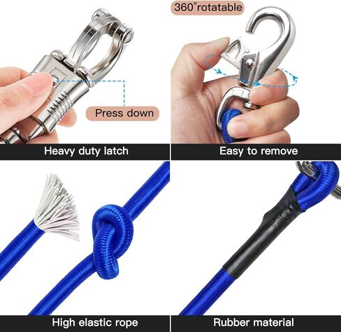 ربطات عنق بنجي لمقطورة الحصان، ربطات بنجي متقاطعة بطول 91.44 سم للخيول مع مشبك ذعر قوي للغاية وسريع الفك ومشبك الثور لملحقات مقطورة الحصان (عبوة سوداء 2) in Kuwait