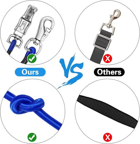 ربطات عنق بنجي لمقطورة الحصان، ربطات بنجي متقاطعة بطول 91.44 سم للخيول مع مشبك ذعر قوي للغاية وسريع الفك ومشبك الثور لملحقات مقطورة الحصان (عبوة سوداء 2) in Kuwait