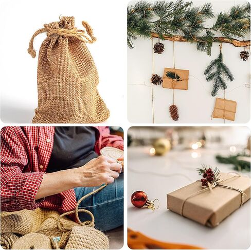 Natural Jute Twine 328ft 3mm,3Ply Twisted Thick Twine Rope Strong Jute String Roll for Crafts Gift Wrapping Gardening Home Decor Bundling Cat Scratching Post in Saudi Arabia