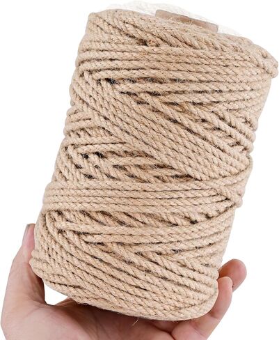 Natural Jute Twine 328ft 3mm,3Ply Twisted Thick Twine Rope Strong Jute String Roll for Crafts Gift Wrapping Gardening Home Decor Bundling Cat Scratching Post in Saudi Arabia