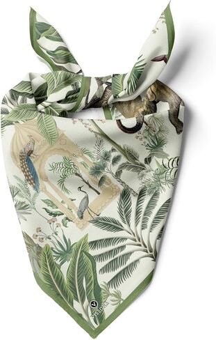 100% Silk Headscarf for Women - 22"x 22" inch Hair Scarf Elephant Pattern Silk Headscarf Bandanas Square Silk 60371 in Saudi Arabia