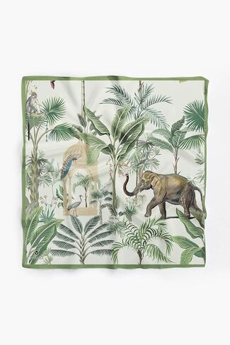 100% Silk Headscarf for Women - 22"x 22" inch Hair Scarf Elephant Pattern Silk Headscarf Bandanas Square Silk 60371 in Saudi Arabia