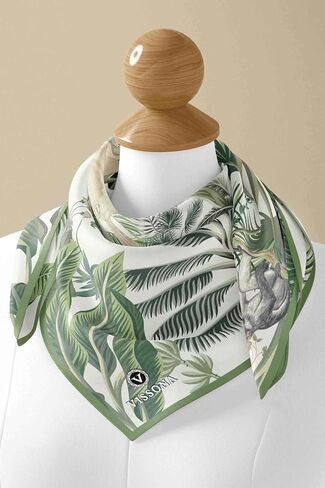 100% Silk Headscarf for Women - 22"x 22" inch Hair Scarf Elephant Pattern Silk Headscarf Bandanas Square Silk 60371 in Saudi Arabia
