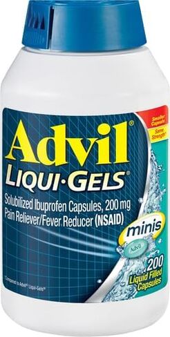 Advil Liqui-Gels minis Pain Reliever and Fever Reducer, Pain Medicine for Adults with Ibuprofen 200mg for Pain Relief - 200 Liquid Filled Capsules in Saudi Arabia