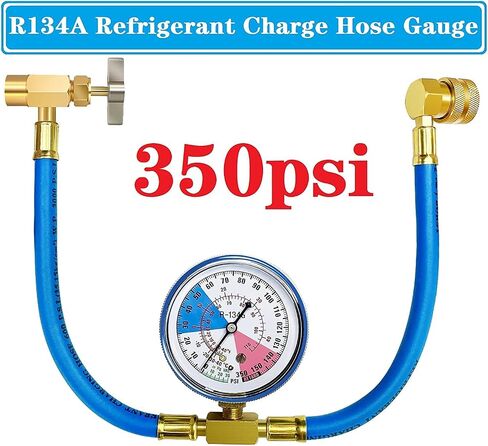 R134A A/C Refrigerant Freon Charge Hose with Gauge Set BPV31 Bullet Piercing Tap Valve Kits R134a Can to R12/R22 Port AC 1/2 Replace Universal Retrofit Valve Kit for AC/HVAC system (Gauge A) in Kuwait