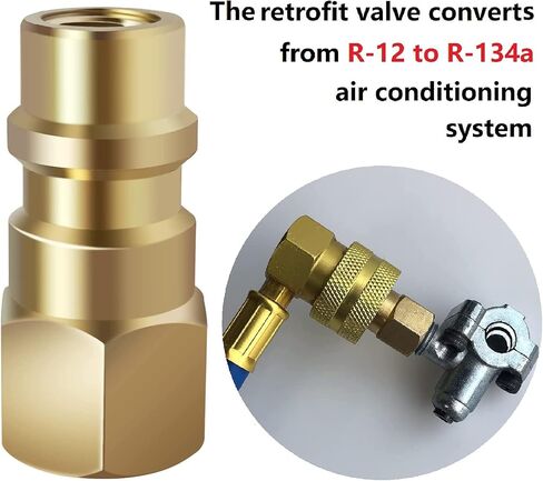 R134A A/C Refrigerant Freon Charge Hose with Gauge Set BPV31 Bullet Piercing Tap Valve Kits R134a Can to R12/R22 Port AC 1/2 Replace Universal Retrofit Valve Kit for AC/HVAC system (Gauge A) in Kuwait