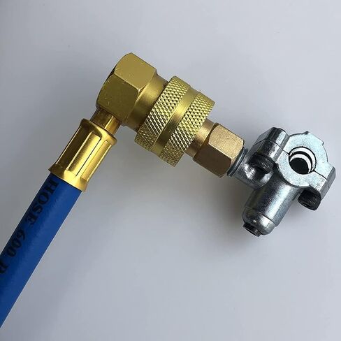 R134A A/C Refrigerant Freon Charge Hose with Gauge Set BPV31 Bullet Piercing Tap Valve Kits R134a Can to R12/R22 Port AC 1/2 Replace Universal Retrofit Valve Kit for AC/HVAC system (Gauge A) in Kuwait