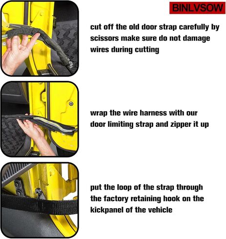 Heavy-Duty Door Limiting Straps for 2007-2018 Jeep Wrangler JK JKU - Adjustable, Durable Nylon Webbing with Reinforced Stitching - Easy Installation & Door Control for Vehicles in Saudi Arabia