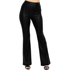 Women's High-Rise Fitted Flare Leg Elasticized Waistband Pants