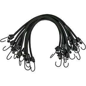 RIO Direct 10 Pack Bungee Cords with Hooks 9 Inch - Black Small Bungee Cords with Hooks on Both Ends - Mini Bungee Straps for Bike Rack, Tents, Tarps, Roof Rack, Camping, Luggage, Cargo