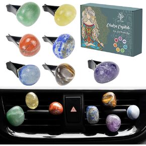 Cut Crystal Car Air Vent Clips, DECOPIRE Cut Car Accessories For Women Girls, Lovely Natural Healing Crystal Air Vent Clips Gift Set for Women's Car Interior Accessory