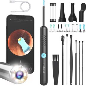 BEBIRD Ear Wax Removal Tool - R1 Upgraded Ear Cleaner with 1080P Camera, Smart Visual Earwax Remove Kits with 7 Pcs Ear Set for Daily Ear Pick, 6 LED Lights, 10 Ear Scoop Ear Tips Replacement, Black in Kuwait